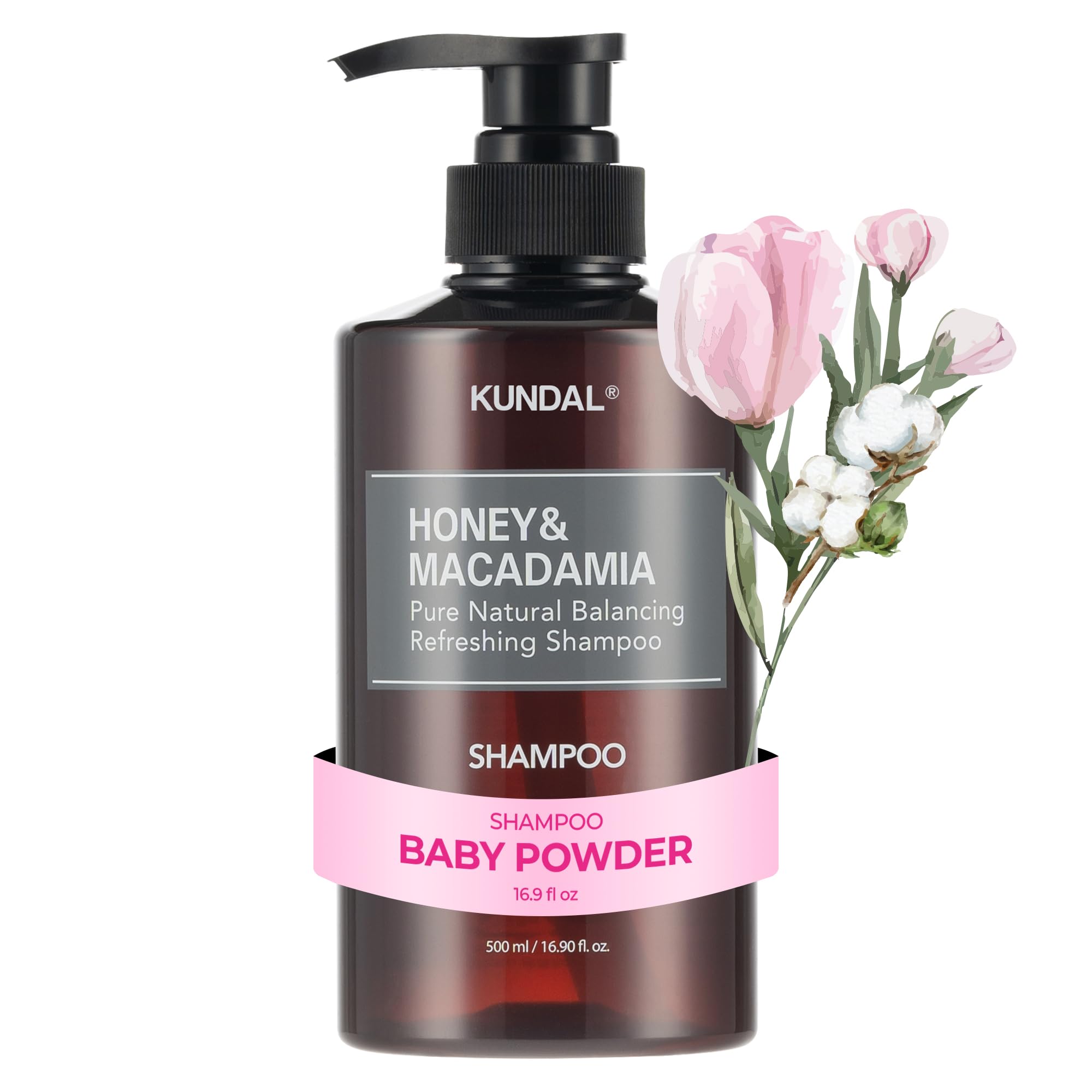 [KUNDAL] Honey & Macadamia Pure Natural Balancing Refreshing Shampoo 500ml (Baby Powder) / Hair care/pH Balanced