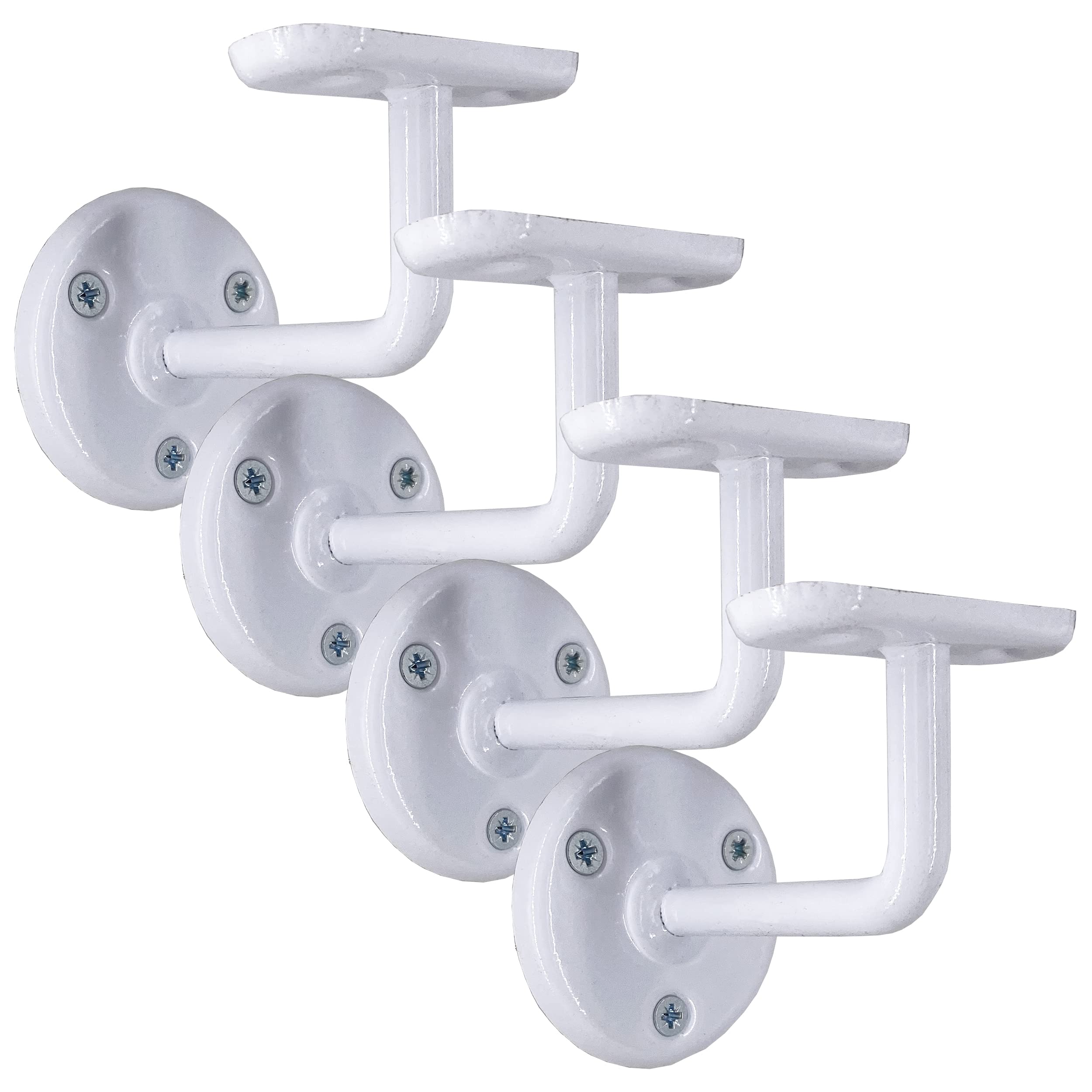 IRONTITE® 4X White Handrail Brackets, Heavy Duty Banister Brackets, Suits Wood Or Metal Stair Banister, Perfectly Finishing The Look of Your Hand Rail