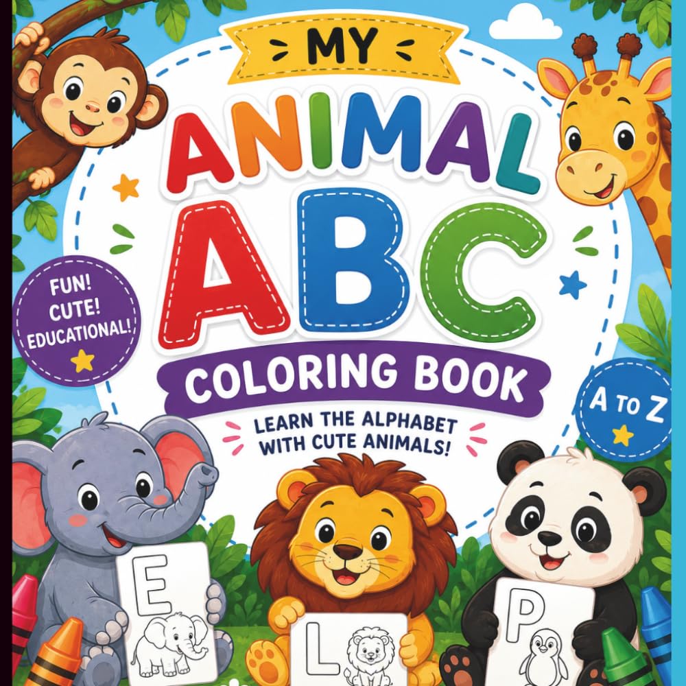 My ABC Animal Coloring Book: Fun Educational Coloring Book for Toddlers, Preschoolers & Kids Ages 3-8
