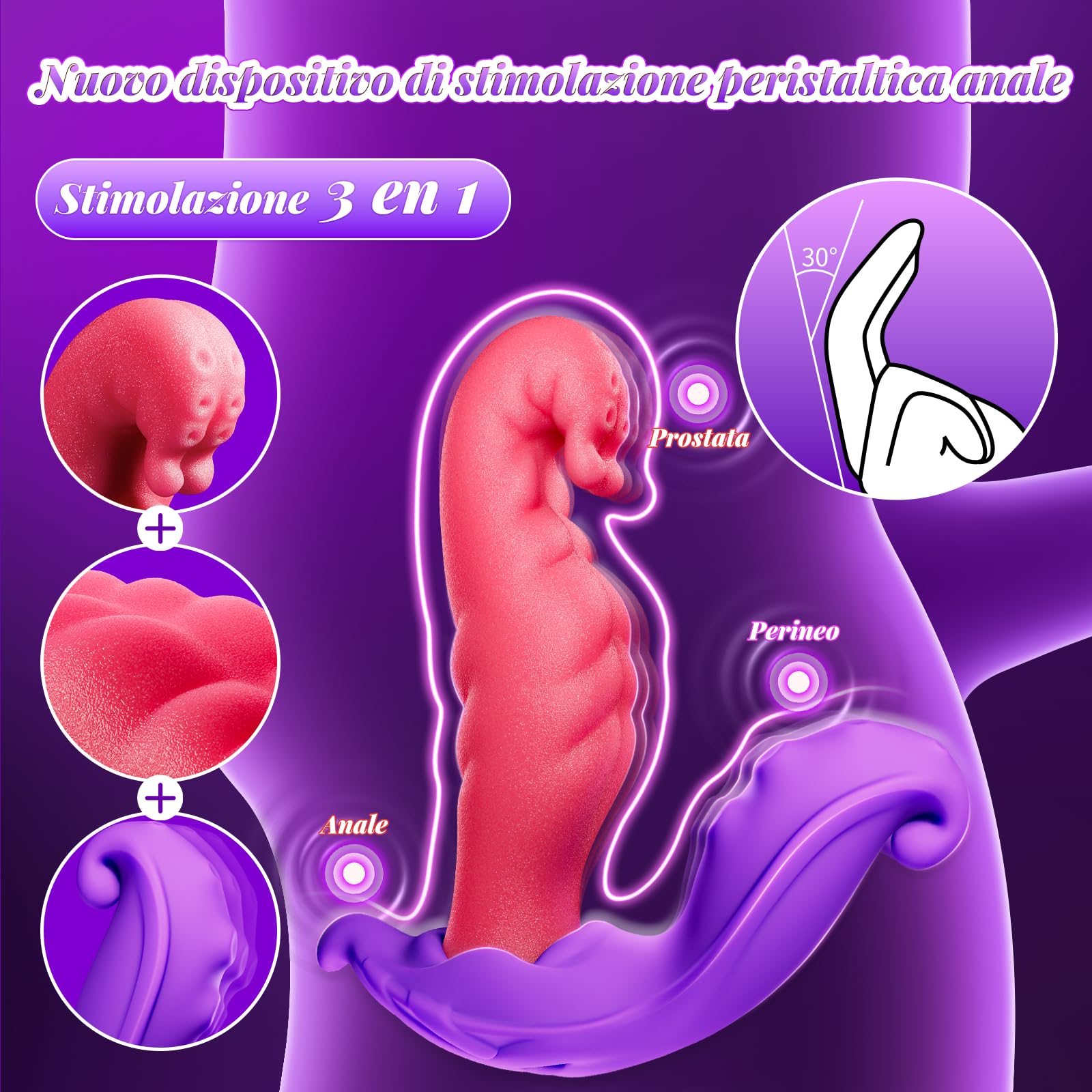 Vibratore per Masturbatore Uomo, Stimolazione Prostatica per Uomini con 5 Funzioni di Urto Peristaltico e 8 Vibrazioni, Plug Anale Dilatatore Donna, Vibratore Anale per Uomini e Coppie Sex Toys