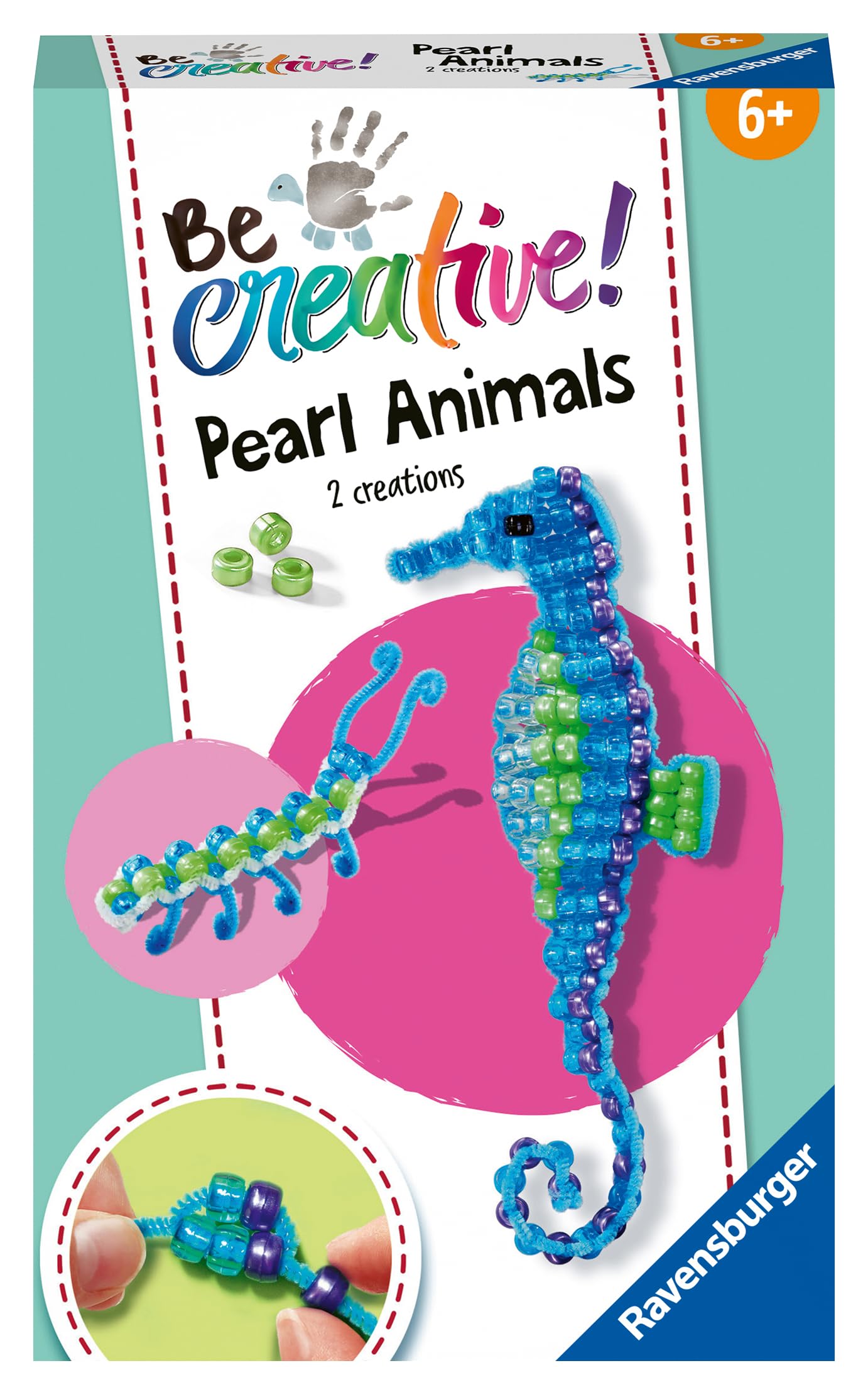 Ravensburger BeCreative Bead Animal Seahorse - Bastelset für Kinder ab 6 Jahren, Perlentiere Seepferdchen basteln für Mädchen und Jungen - 18428 - Geburtstagsgeschenke, Deko selber basteln