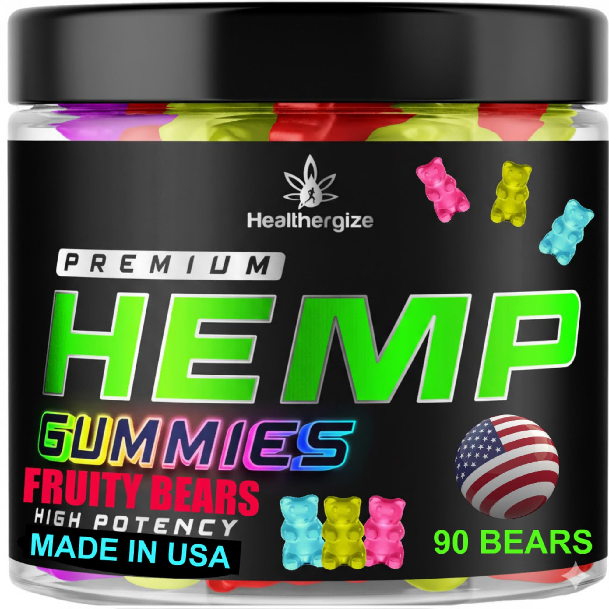 Hemp Gummies Premium Hemp Oil Gummy Bears Edibles-Natural Calm, Peace and Relaxation-Promote Sleep, Back-Natural Omega 3 6 9-High Potency Hemp-Made in USA