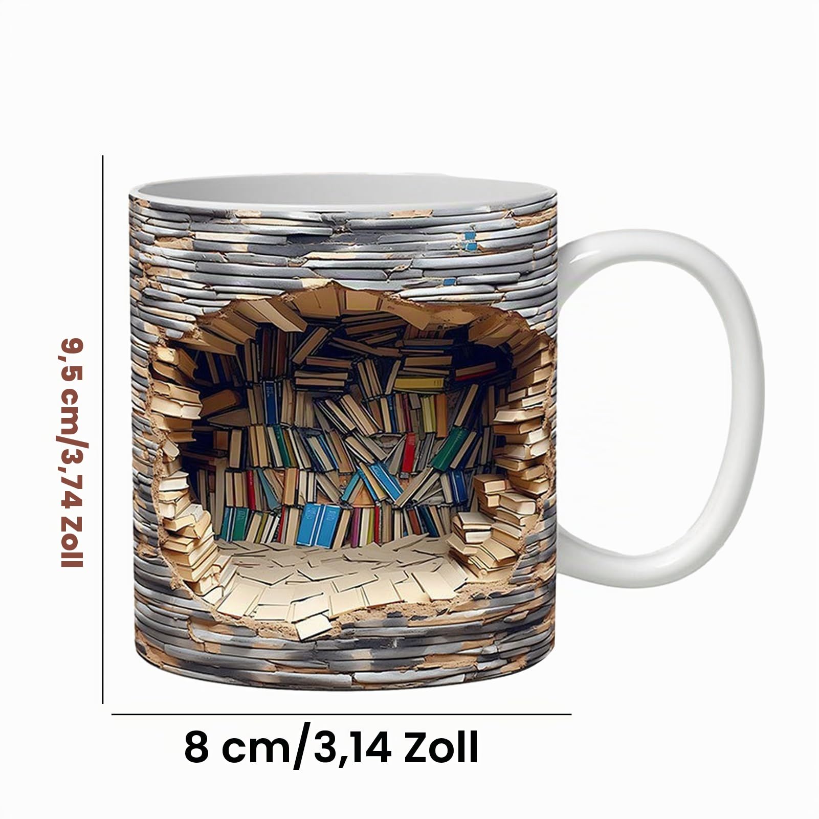 Eteslot Bücherregal Tasse - Bücherwurm Geschenk - Ausgefallene Tassen