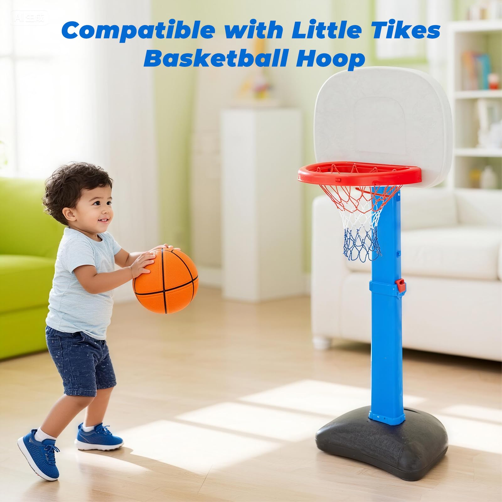 Basketballnetz, kompatibel mit Little Tikes, professioneller, robuster Basketballnetz-Ersatz, geeignet für Standard-Basketballkörbe, Weiß, Rot, Blau