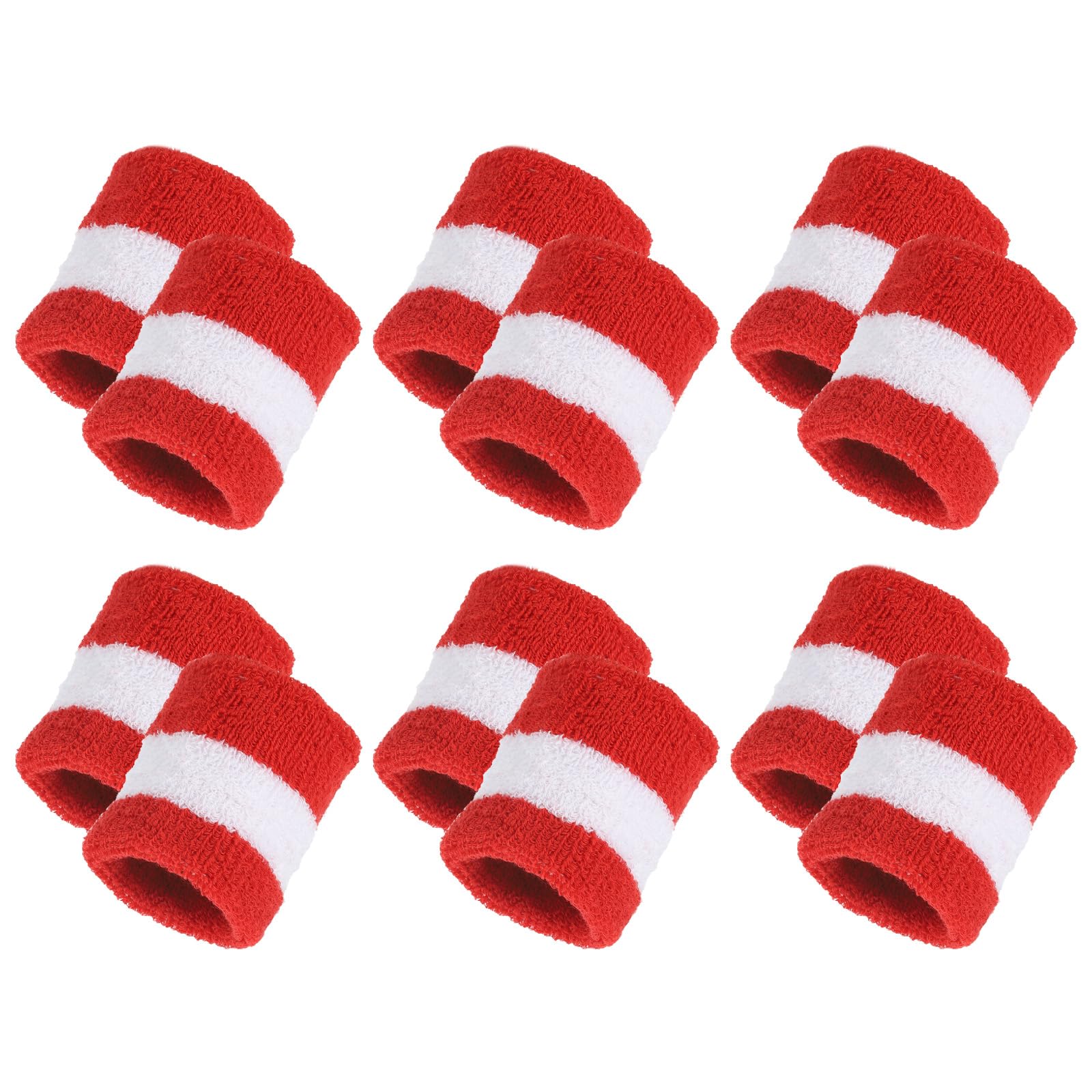 QUARKZMAN Fasce Da Polso Sportive, 12 Pezzi Fascia Assorbente Sudore Fascia Polso Uomo Donna Tennis Basket Calcio Corsa, Rosso Bianco