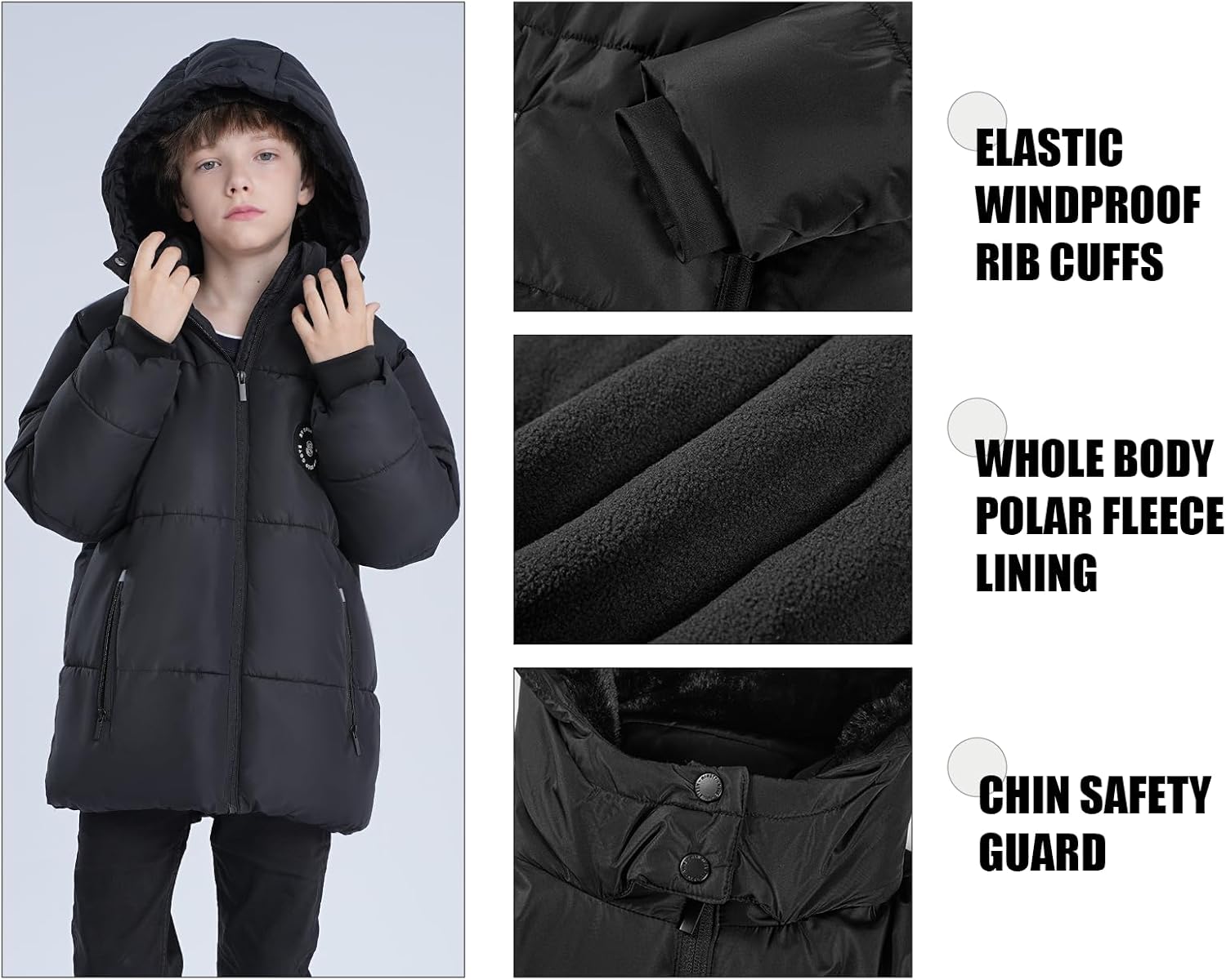 SOLOCOTE Boys Winter Coat Heavyweight Water-Resistant Windproof Hooded Puffer Jacket for Kids - Image 5
