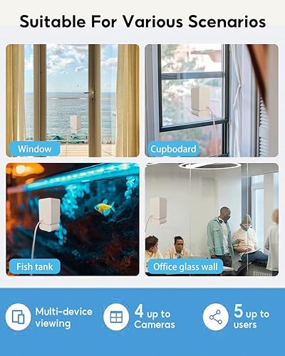 Miniatura 3 de Cámara de ventana de 5MP 2K, 2.4GHz y WiFi Cámaras interiores para seguridad del hogar, cámara de seguridad de ventana con adhesivo de montaje,