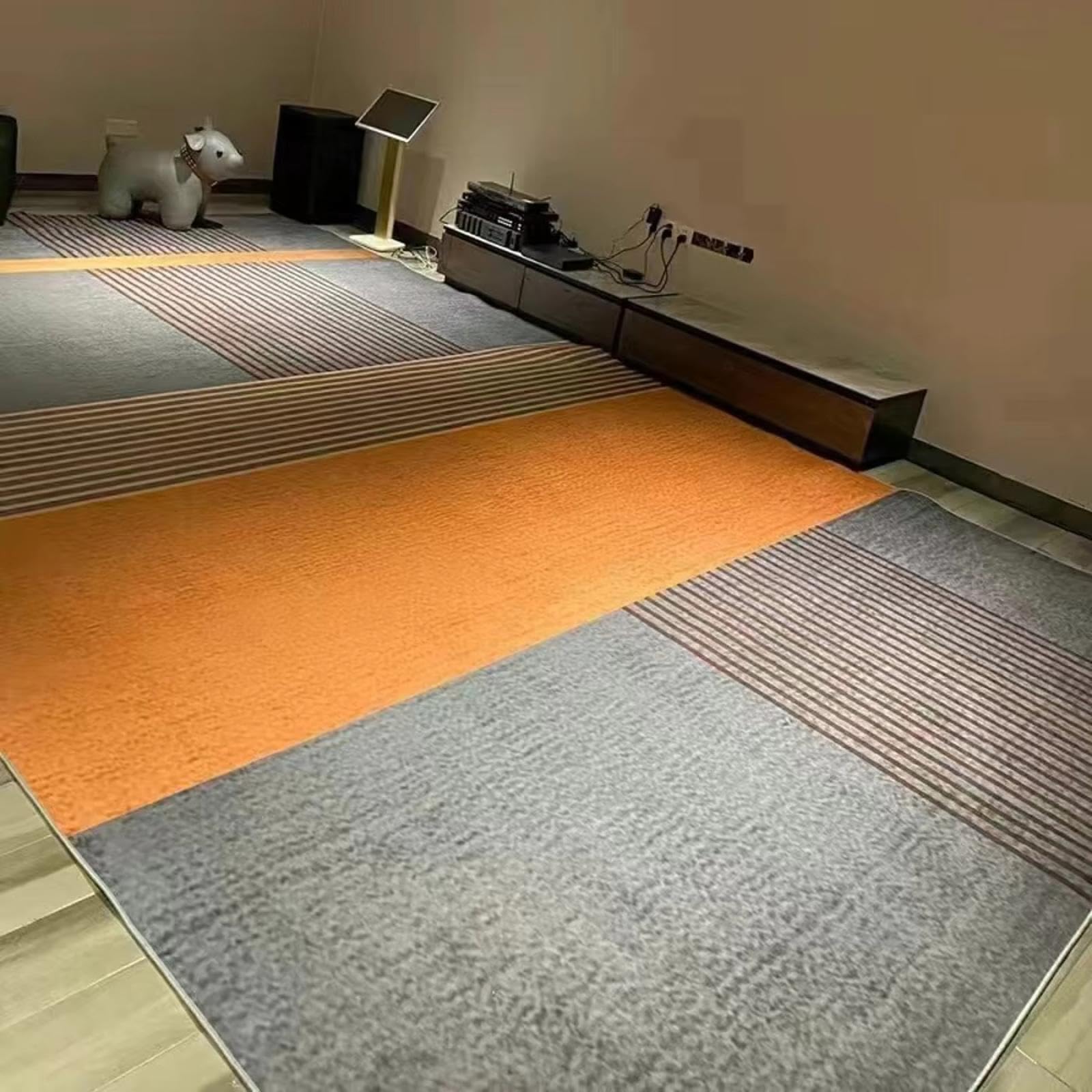 Tapis de salon anti-salissure orange moderne grand format 90x120