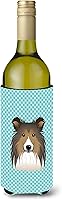 Vista 373 de Caroline's Treasures BB1293LITERK Tablero de ajedrez verde lima Weimaraner Botella de vino Hugger Funda Enfriadora Abrazador Lavable a Máquina