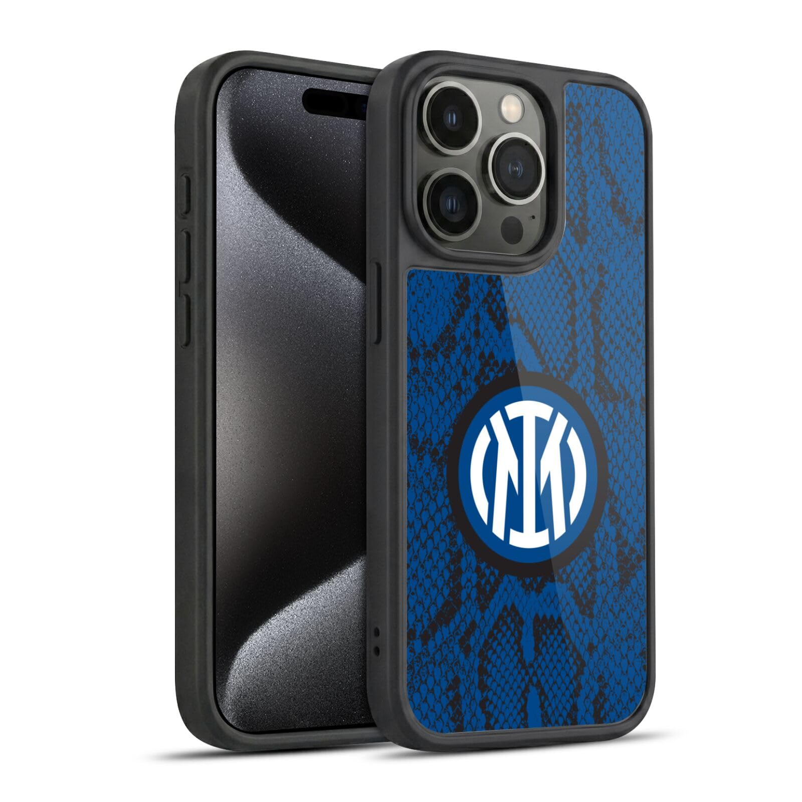Head Case Designs Licenza Ufficiale Inter Milan Serpente Modelli Cover in Gel Rinforzata [Protezione di Grado Militare] Compatibile con Apple iPhone 15 PRO