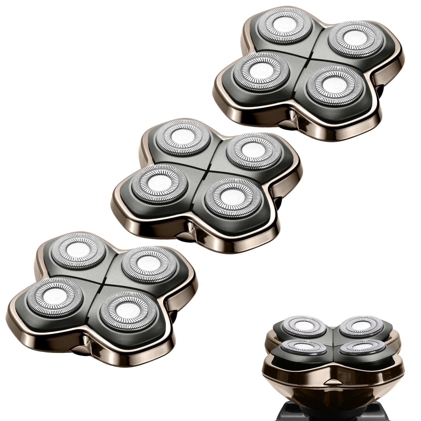 Cuchillas de repuesto para cabezales de afeitar PRO 4 compatibles con Skll Pitbull, Butterfly Kiss Pro y afeitadoras Palm. Adecuadas para afeitadoras de cabeza para hombre, soporte no incluido (3