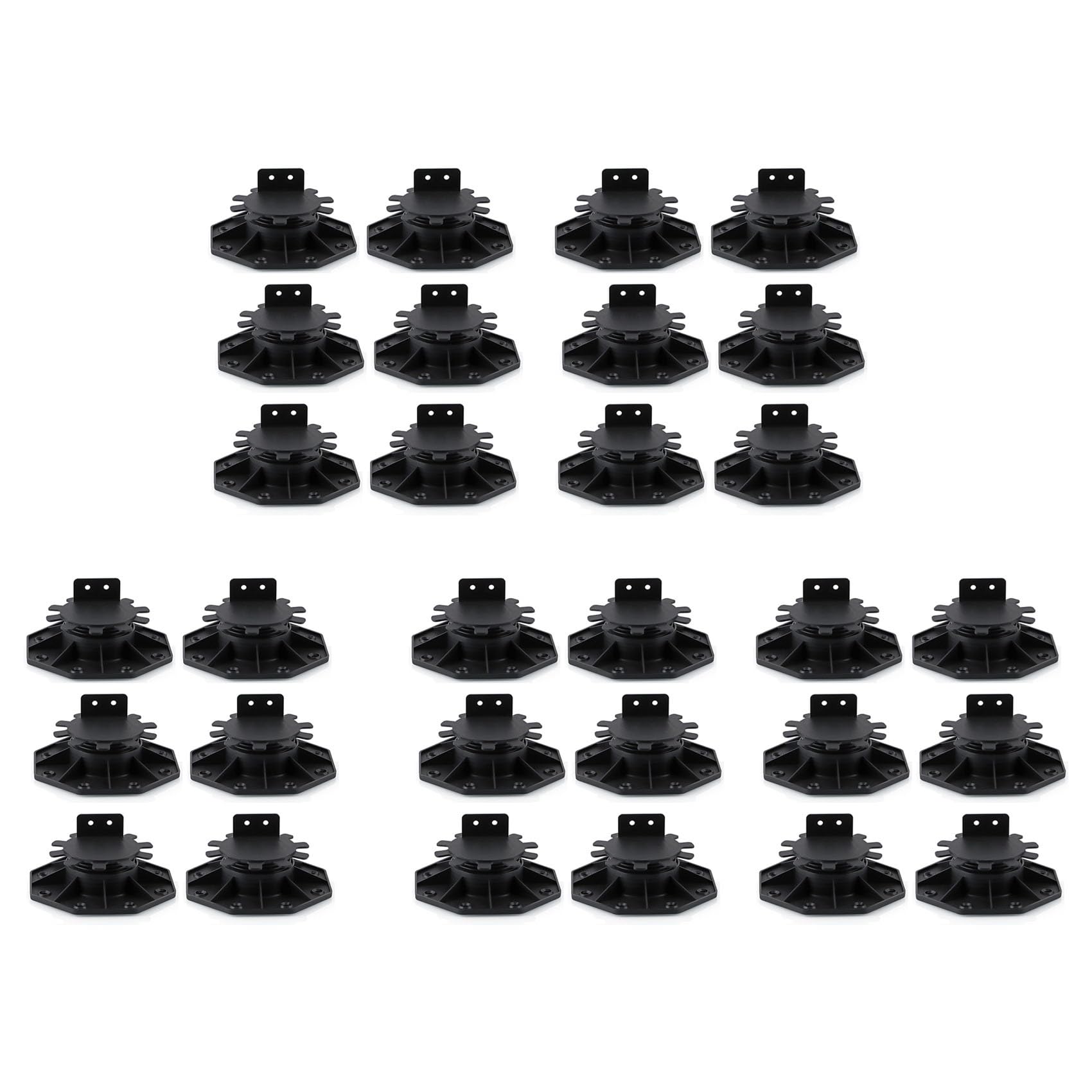 Jnchdghwa Black 30 Pcs Joist Support Pedestals, Adjustable Decking & Flooring Support Pedestal For Deck, Timber Base