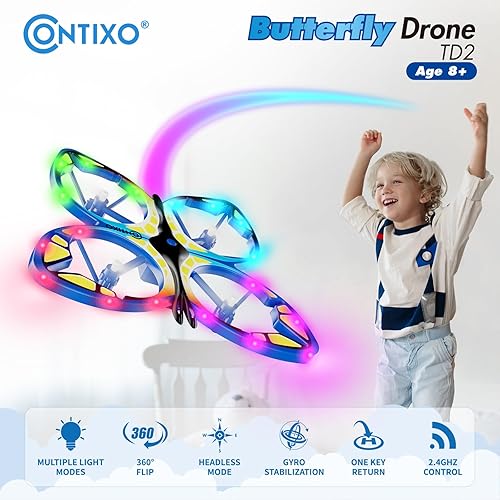 Miniatura 3 de Contixo TD2 Mini dron con cámara, frecuencia de control de 2.4 GHz, batería de 3.7 V 550 mAh, rango de vuelo de hasta 100 pies, múltiples modos de