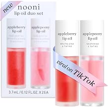 NOONI Korean Lip Oil Set - Appleberry &amp; Applepeony - Plumping Tinted Gloss | 24HR Hydration, Moisturizing Lip Oil, Natural Lip Plumping Effect, Waterproof Wear, Glossy Finish, Gift Stocking Stuffers