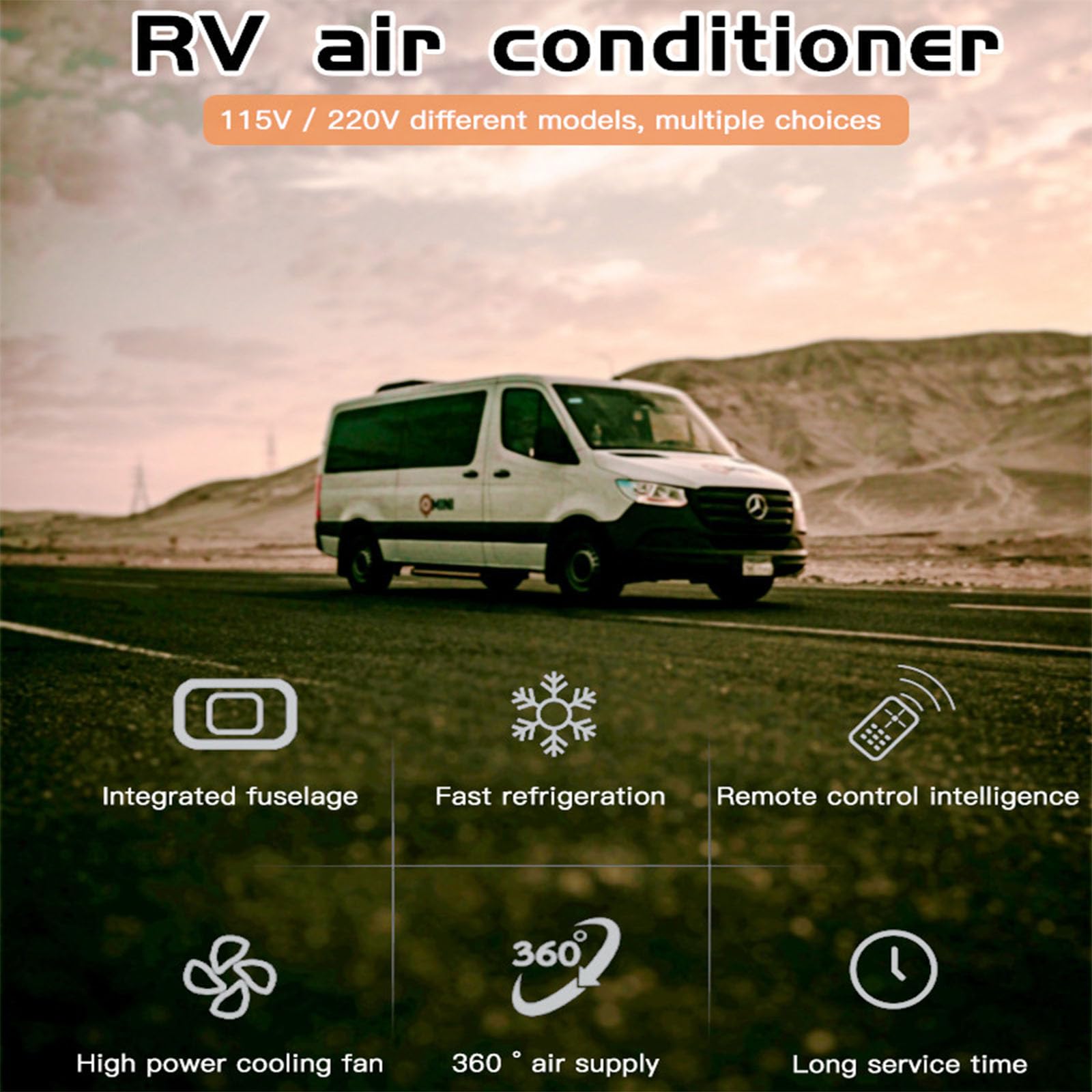 PRUJOY Climatizzatore da Tetto per Camper, condizionatore d'Aria Elettrico con Inverter per refrigerazione 110v / 220v, Telecomando, per vagone Ristorante da Campeggio per Camper (220v)