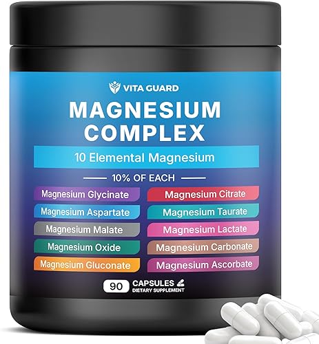 Miniatura 1 de Magnesium Complex 1480mg  10-in-1 with Glycinate, Citrate, Malate & More  High Absorption  Sleep, Muscle, Nerve & Heart Support  90 Vegan Capsules