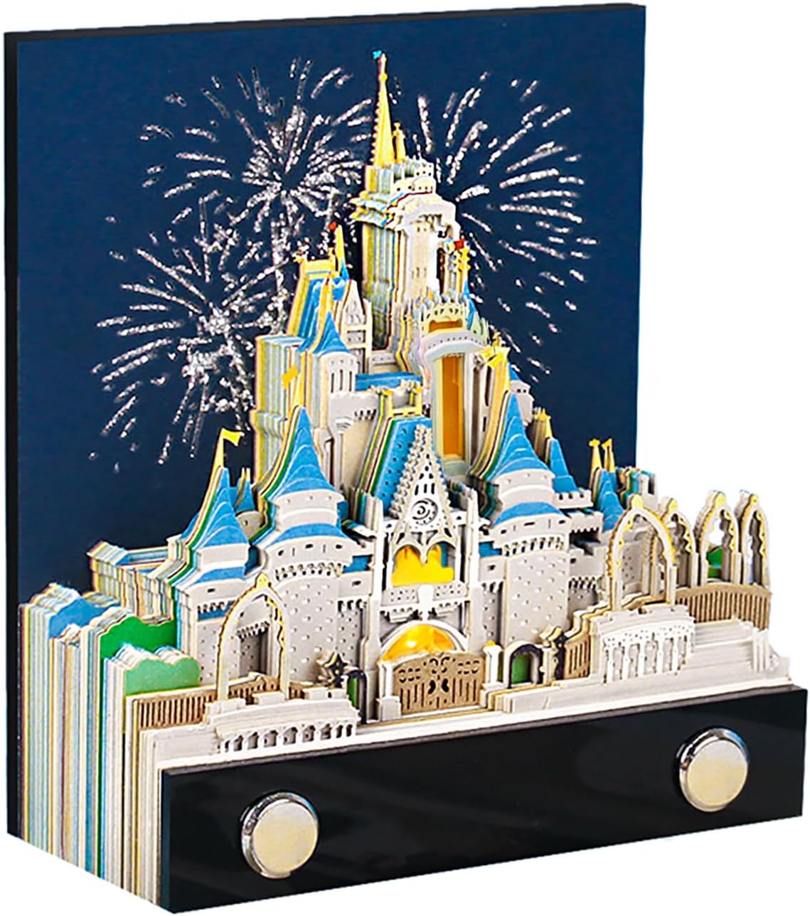 3D Memo Pad Art Sticky Notes, Fantasy Castle 3D Notepad with Light Paper Sculpture Art Multicolor Paper Note with Silhouette DIY Desk Decoration