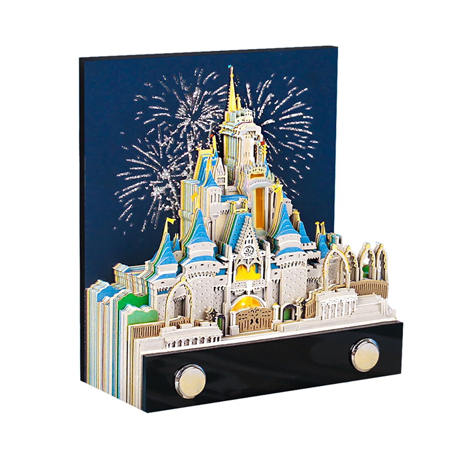 Bloc de notas 3D, notas adhesivas artísticas, castillo de fantasía, 3D, con escultura de papel ligero, multicolor, notas de papel con silueta, decoración de escritorio