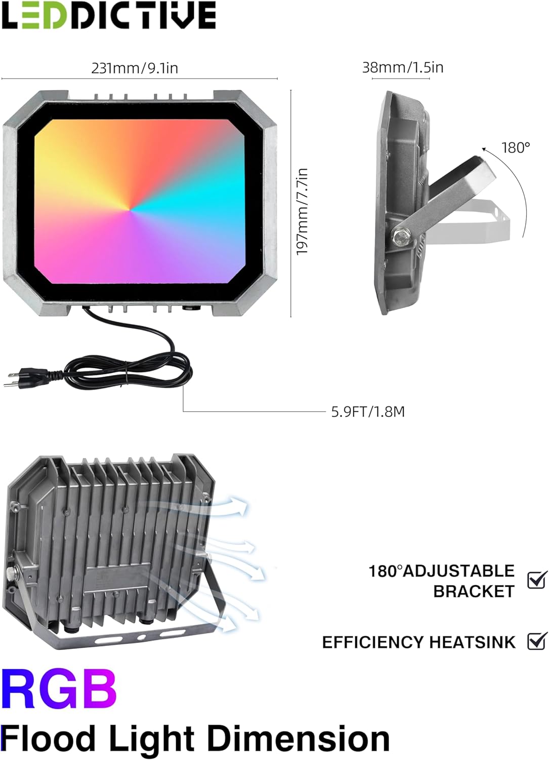 4 Pack RGB LED Flood Light 100W Eqv 1000W, Outdoor Flood Lights with 4 Remote, IP66 Waterproof Outdoor Light for Christmas Party Stage Uplight Wall Wash
