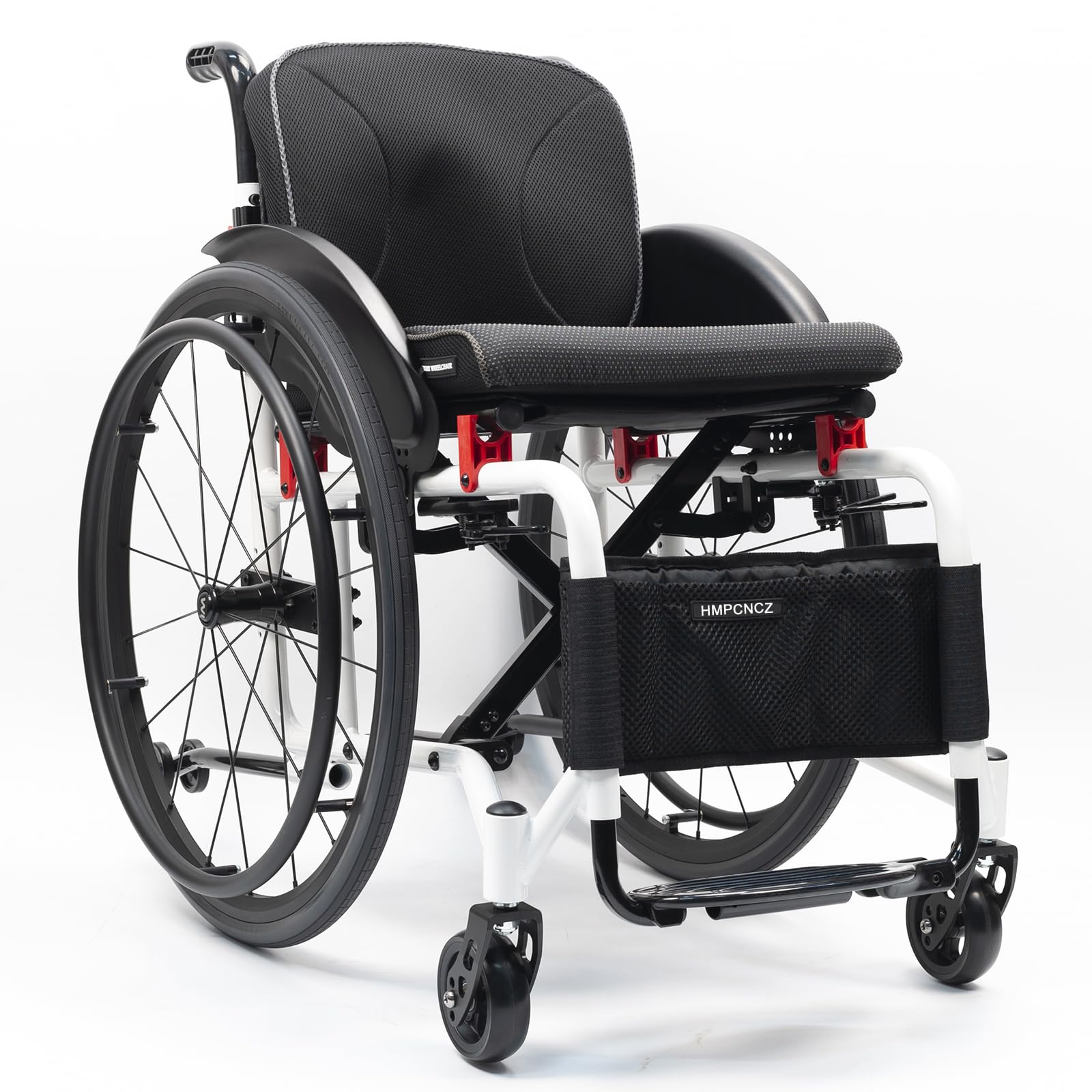 Silla De Ruedas De Transporte Plegable Liviano Para Adultos, Silla De Silla De Silla De Deportes Portátiles, Silla Manual Autopropulsada Con Anti-tipper, Material De Aleación De Aluminio(38cm/15in,whi
