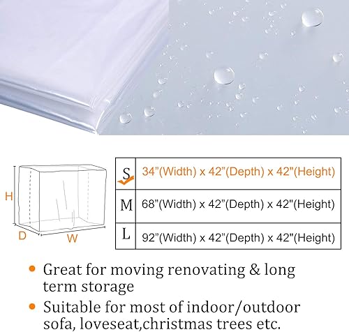 Miniatura 7 de STARTWO Funda de plástico para muebles, funda de plástico para sofá, resistente al agua, gruesa, transparente, para mudanzas y almacenamiento a