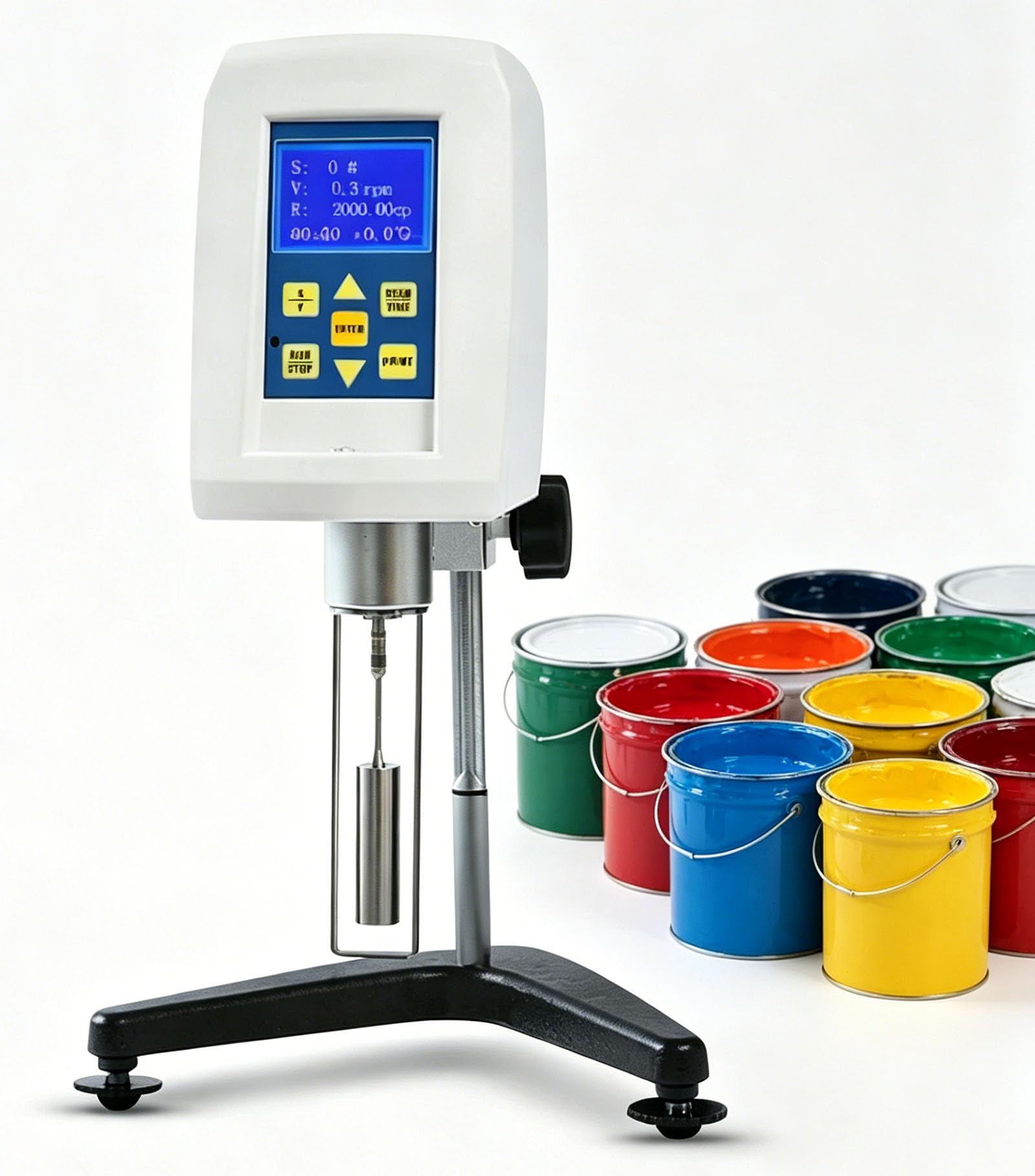 FXNFXLA Lab Digital Rotary Viscometer with LCD Display, Rotational Viscosity Meter with Data Output and Printing, 1-2000,000mPa.s Accuracy, for Paint, Oil, Adhensive, Cosmetic
