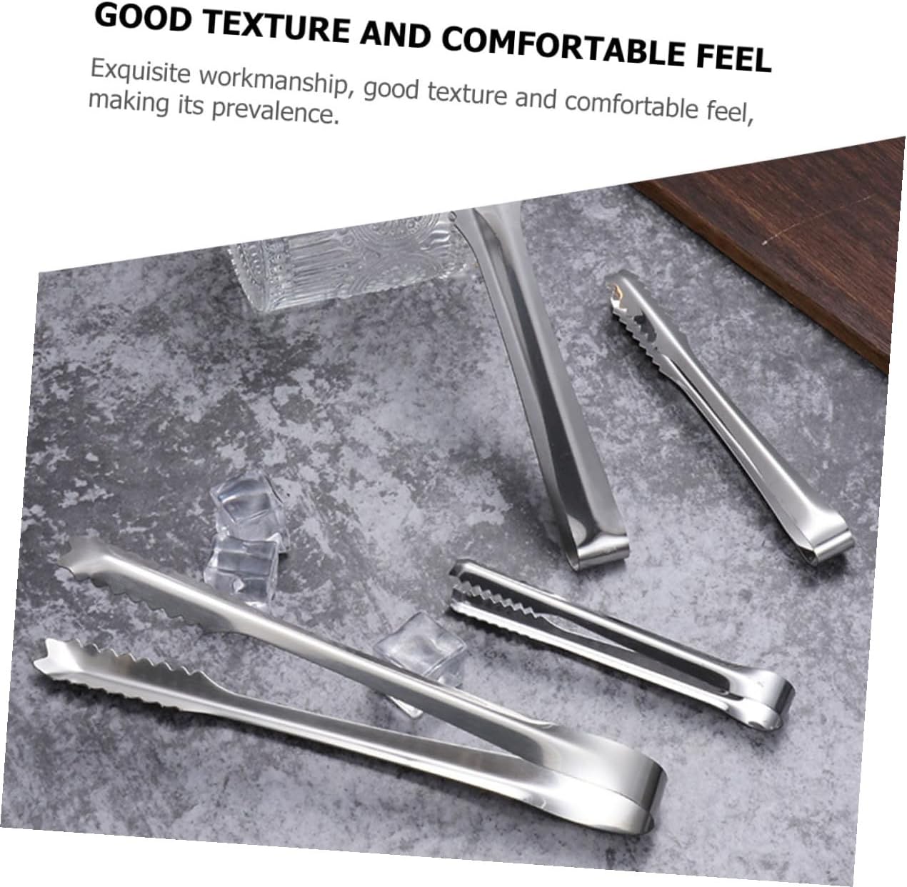 NUOBESTY 10Pcs Thickened Stainless Steel Ice Tongs Portable Ice Sugar Cube Clamps with Anti-slip Design for Tea Parties Coffee Bars Weddings and Daily Use