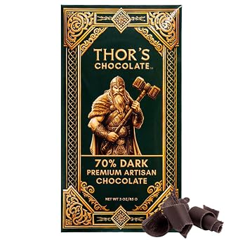 Thors Chocolate Artisan Dark Chocolate Bar 70% Cacao 3 oz | Bean to Bar, Small Batch, Ethically Sourced, Ultra Smooth, Handcrafted Luxury Gourmet Chocolate, Made in USA