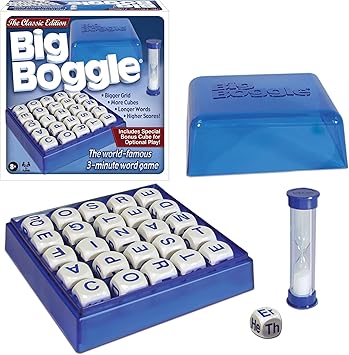 Winning Moves Big Boggle with 5x5 Grid and 25 Letter Cubes Games USA, Thought Provoking Word Game Bigger Than The Original, for 2 or More Players, Ages 8+ (1147)