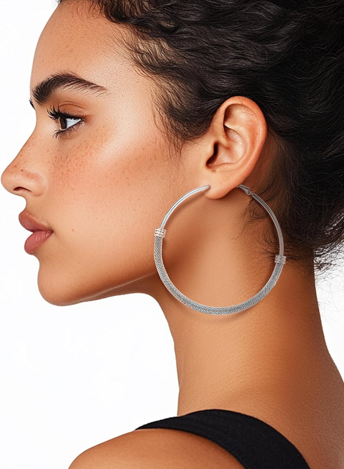 PROSTEEL 30/40/60/80/100mm Chunky Hoop Earrings For Women Gold Plated/Black Stainless Steel Hoops Earrings Statement Jewelry - Image 2