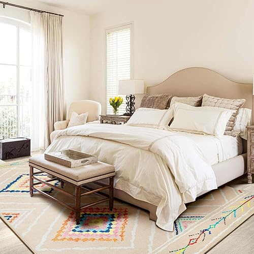 Miniatura 6 de Alfombras de área de 8 x 10, alfombra lavable de 8 x 10, antideslizante, repelente al agua, alfombra marroquí vintage de lana sintética ultra suave,