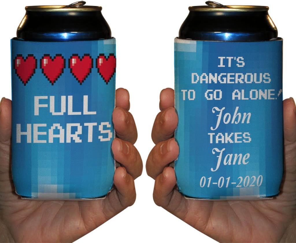 VictoryStore Can and Beverage Coolers - Custom Nerdy Wedding Can Cooler, It's Dangerous to Go Alone