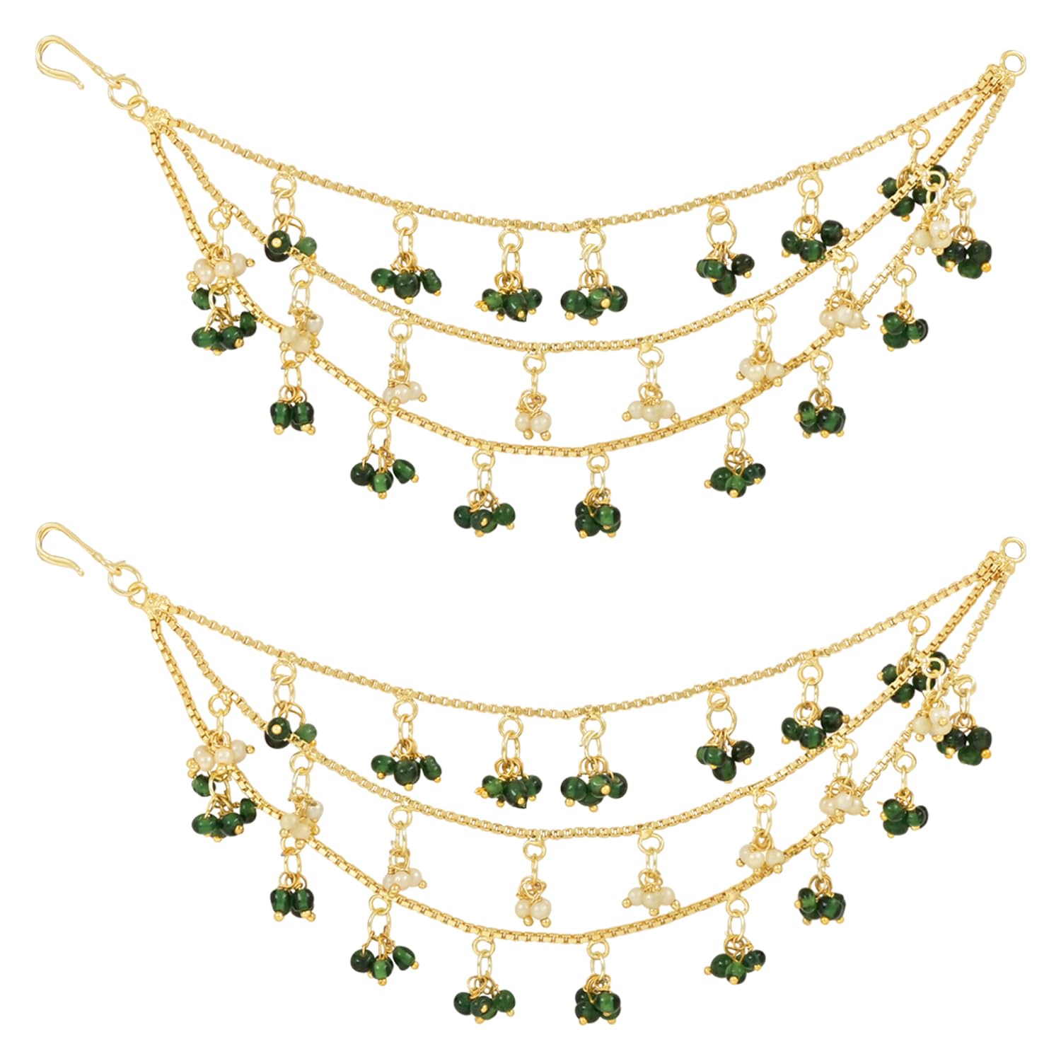 I Jewels Gold Plated Traditional Pearl Layered Hair Chain/Earchain Accessories with Hook for Women Girls (E2604G) (B0CGNRJWCZ) Amazon Price History, Amazon Price Tracker