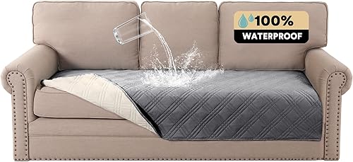 Miniatura 26 de PrinceDeco - Funda para sofá 100% impermeable para sofá de 3 cojines, apta para mascotas, antideslizante, para perros, lavable, protector de muebles
