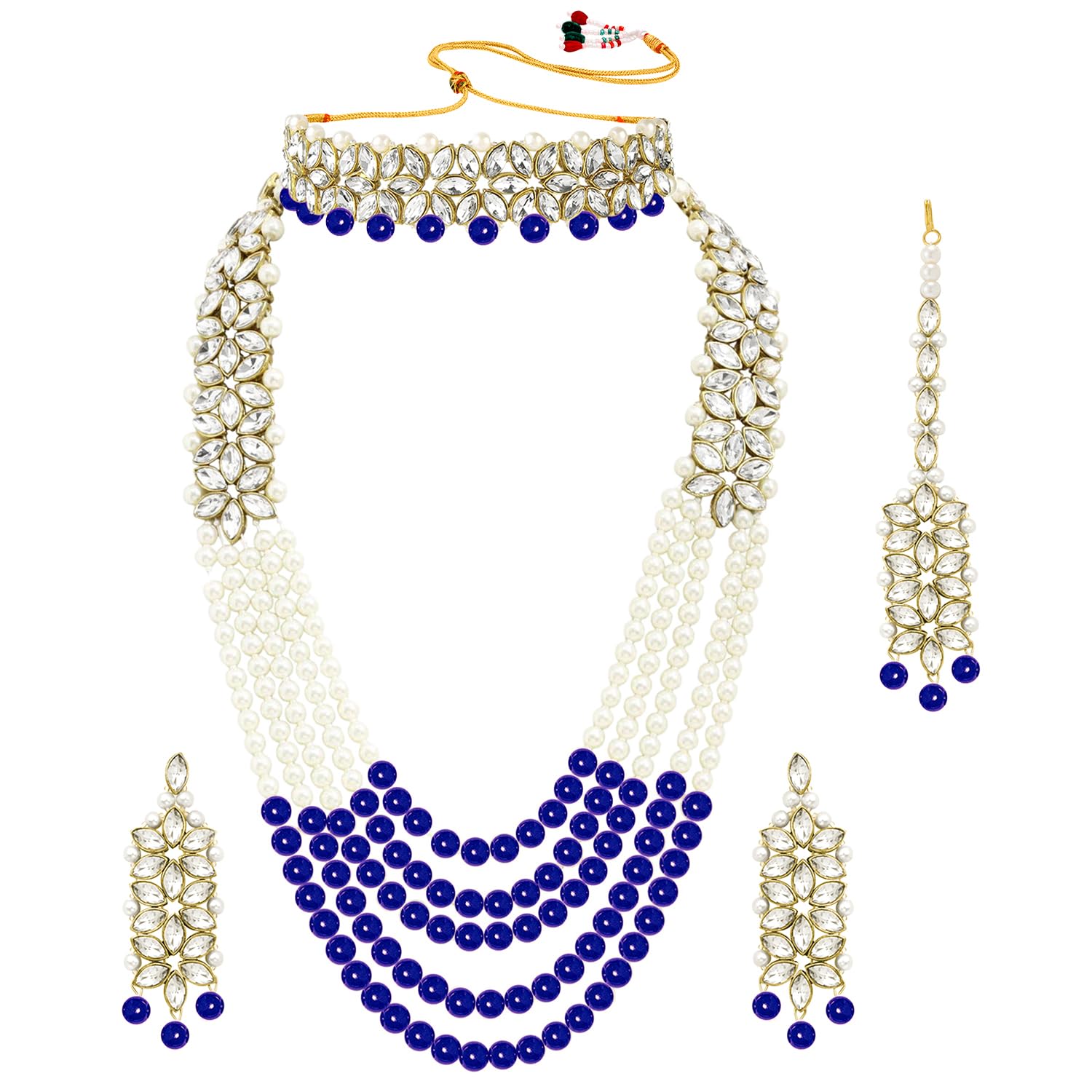 Peora 18K Gold Plated Blue Colour Kundan Wedding Bridal Traditional Jewellery Set for Women Girls (B07W44CC3F) Amazon Price History, Amazon Price Tracker