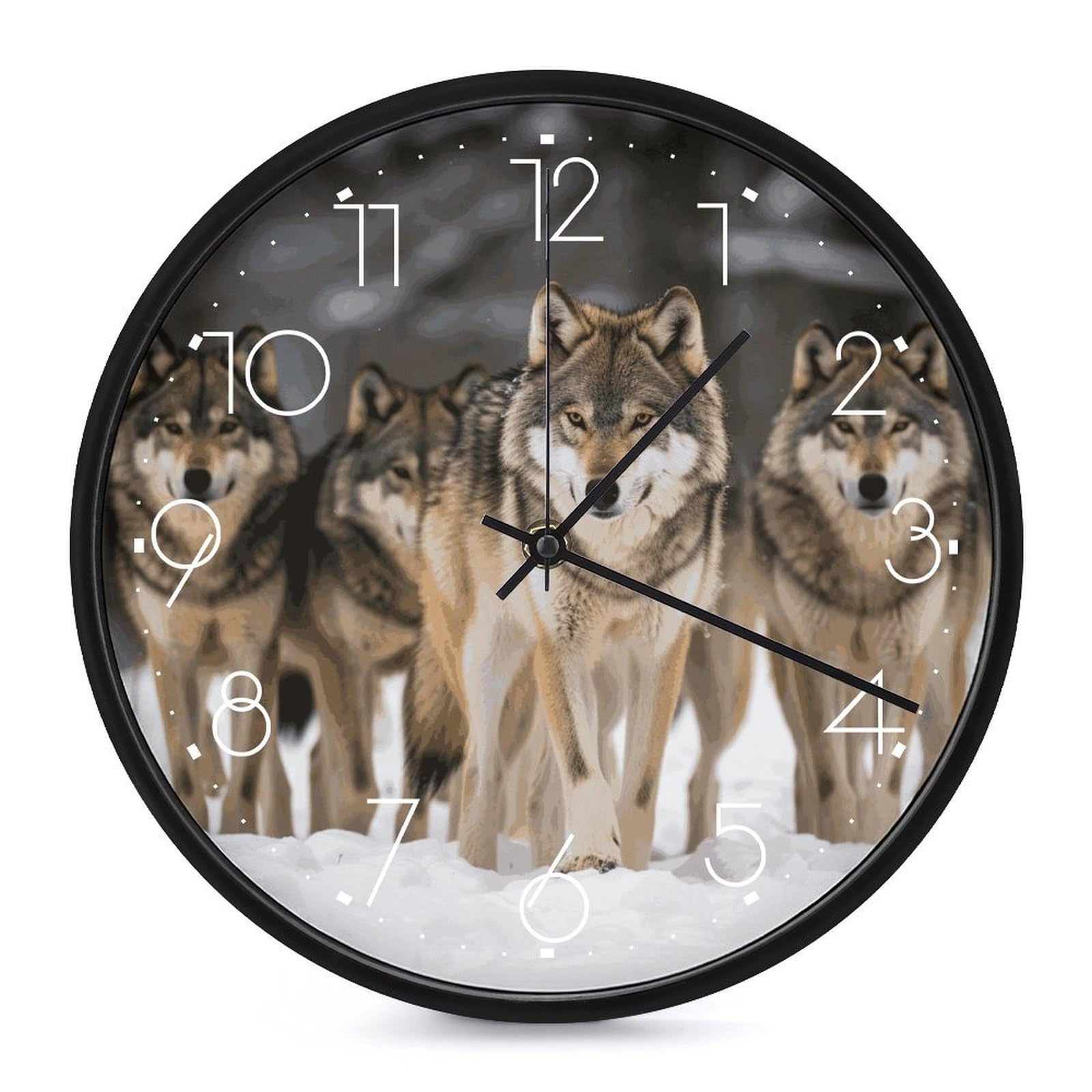 DWVTSLH Pack of Wolves Wall Clock 10 Inch Silent Non-Ticking Modern Clocks Battery Operated - Decorative Wall Clocks for Bedroom Living Room Kitchen Office Wall Decor Gift Idea