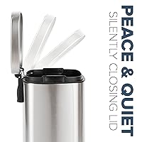 Vista 2 de Farberware Kitchen Step On - Cubo de basura de metal, 30 litros (7.9 galones), tapa de cierre suave, resistente a huellas dactilares y manchas, cubo