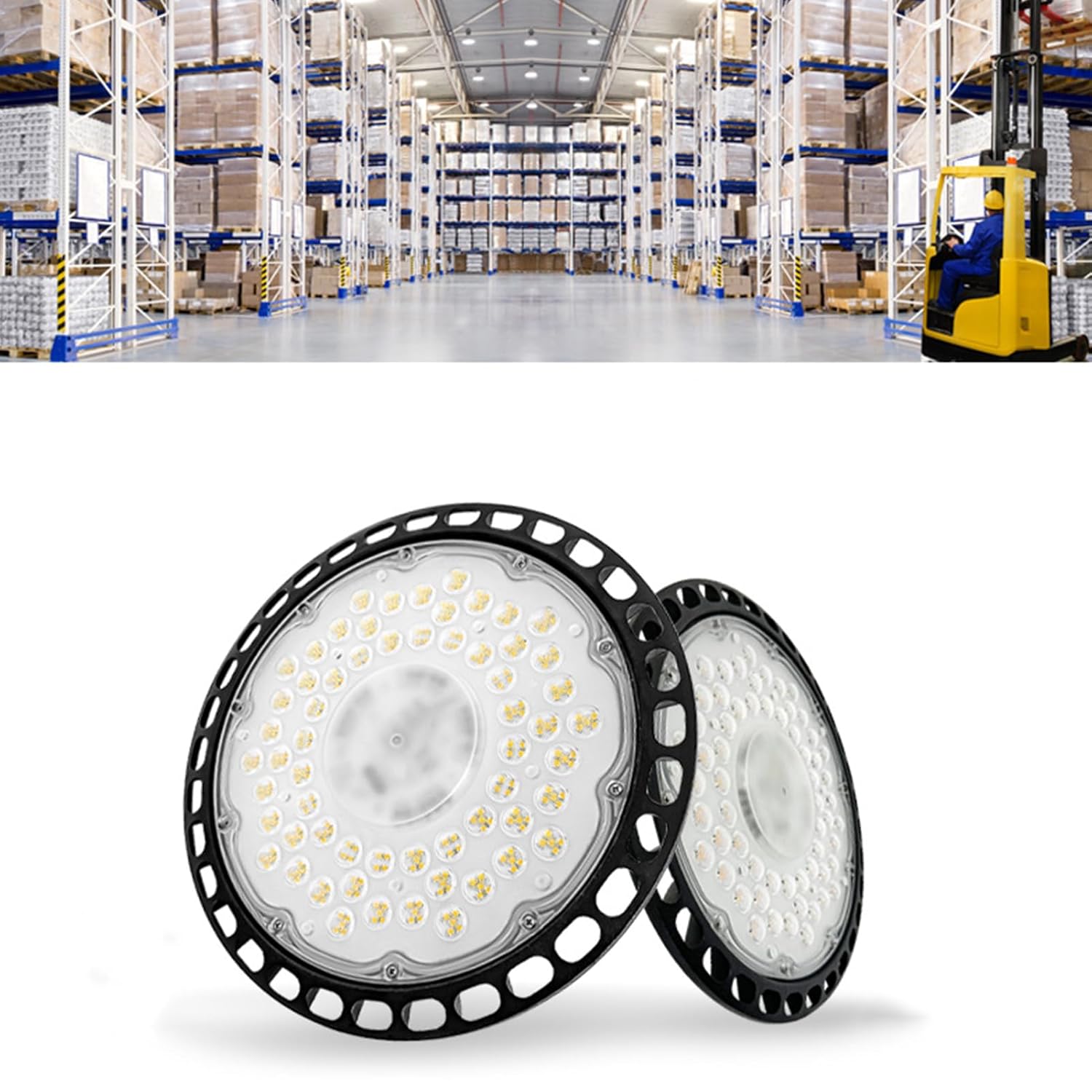 LED High Bay Light 200W Lighting for Warehouse Commercial Lighting Fixture w Plug for Garage Shop Warehouse Workshop