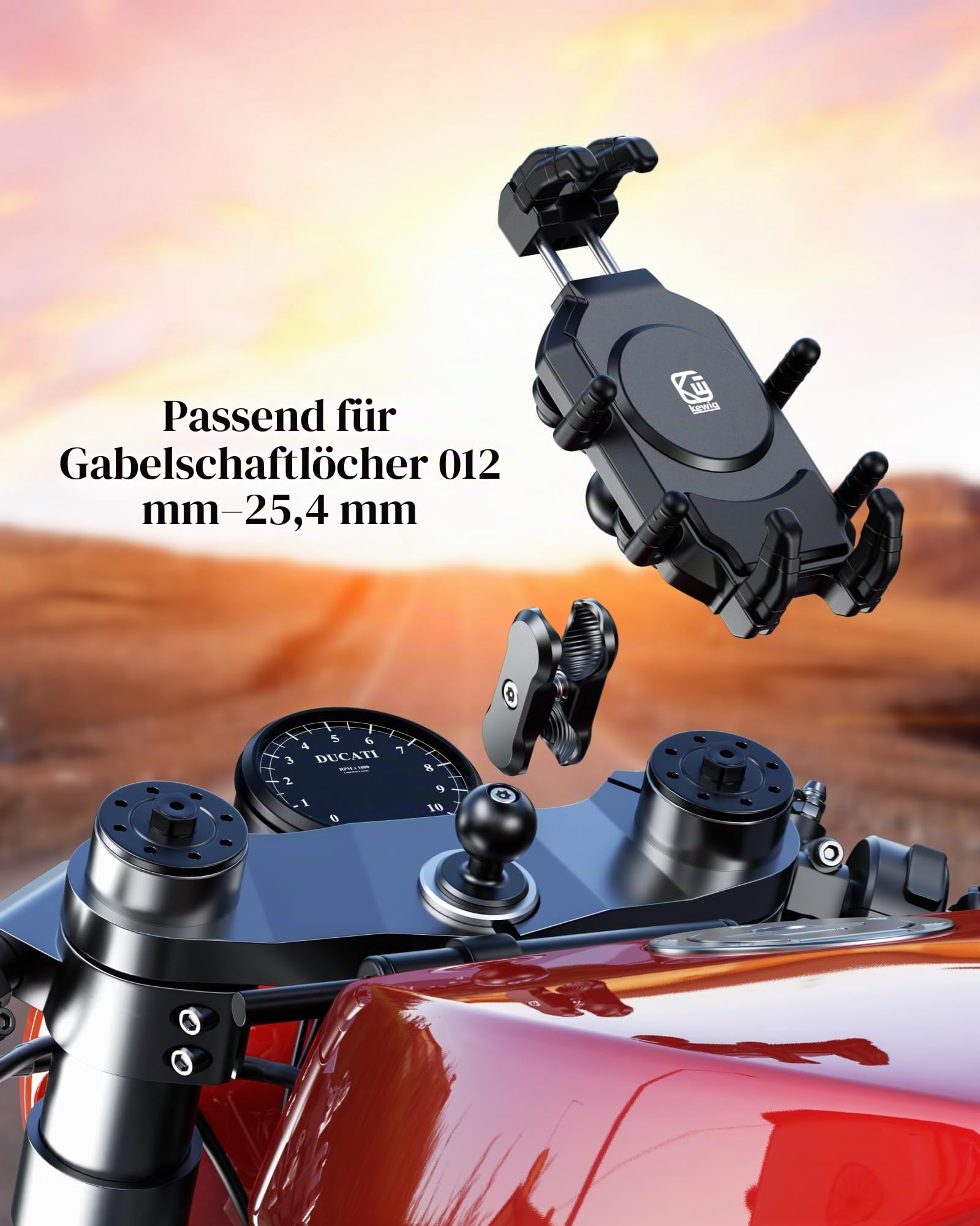 BRCOVAN Motorrad Gabelvorbau Handyhalterung mit Vibrationsdämpfer und Hochgeschwindigkeits-Sicherheitsschloss, Diebstahlsichere Motorrad Handyhalter Verstellbar für 5,4-7,2 Zoll Smartphones