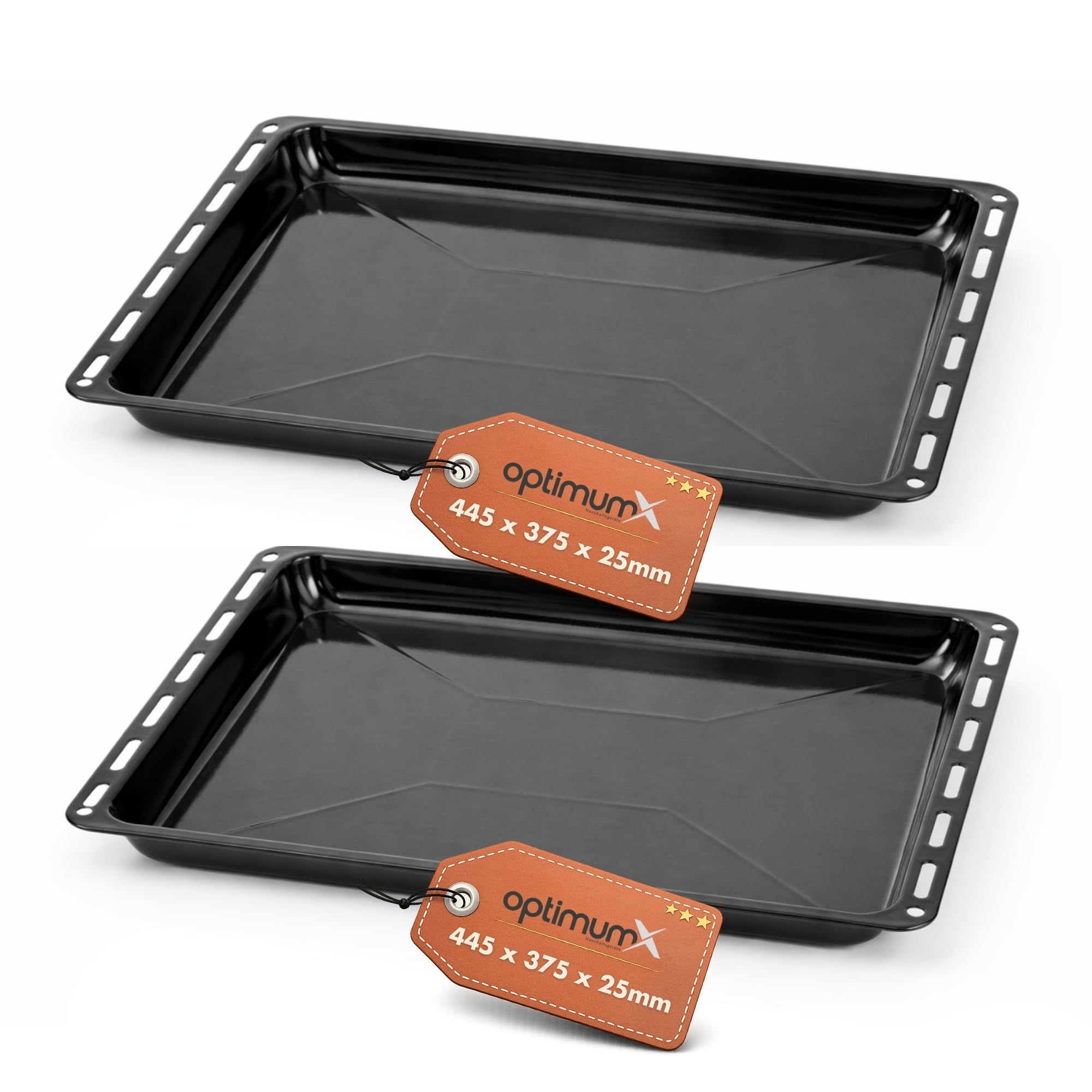 OptimumX 445x375x25mm Emailliert Backblech rechteckige Fettpfanne/Kuchenblech für Backofen, ideal zum Backen, Braten & Grillen, 2-teilig