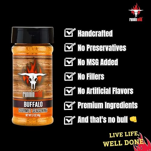 Miniatura 3 de Condimento Buffalo  Sin conservantes, sin MSG añadido  Alas de búfalo gourmet para pollo, papas fritas, palomitas de maíz y más  Runnin' Wild Foods,