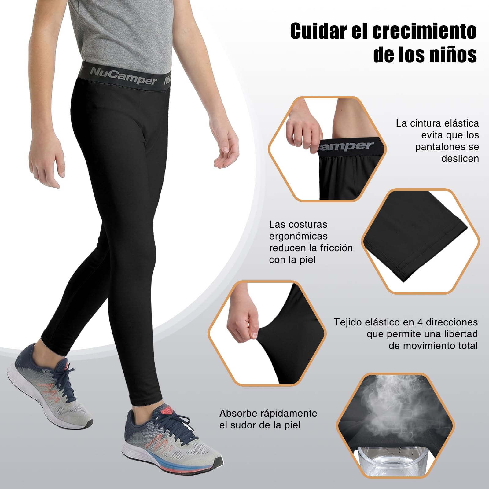 Pantalones de Compresión para Niños Mallas Deportivas Transpirables Leggings para Jóvenes Prenda Interior Deportiva Secado Rápido Fútbol Running Baloncesto