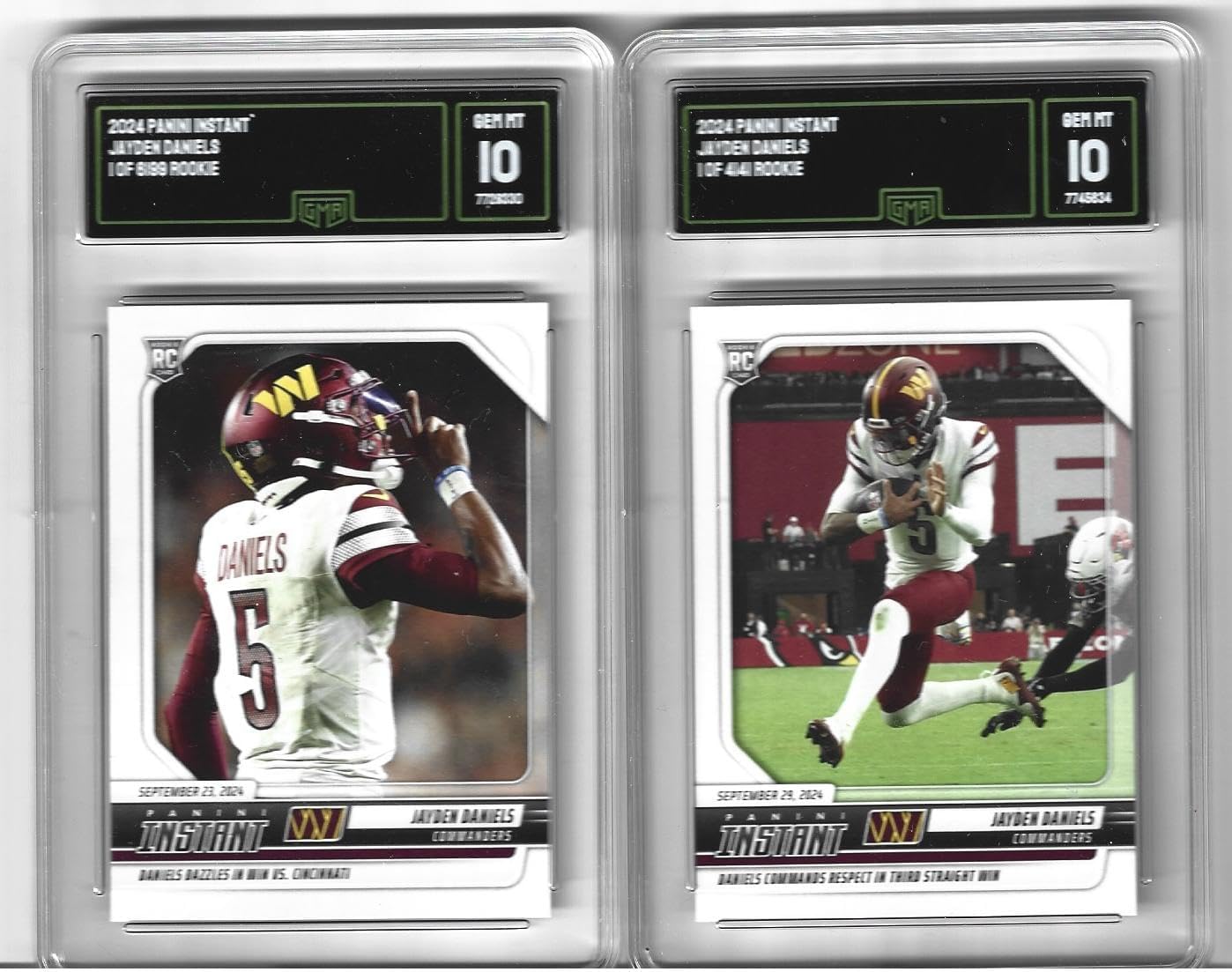 Graded Gem Mint 10 Jayden Daniels 2 Card Football Rookie Lot Young Superstar Quarterback.You Will Receive Both Cards