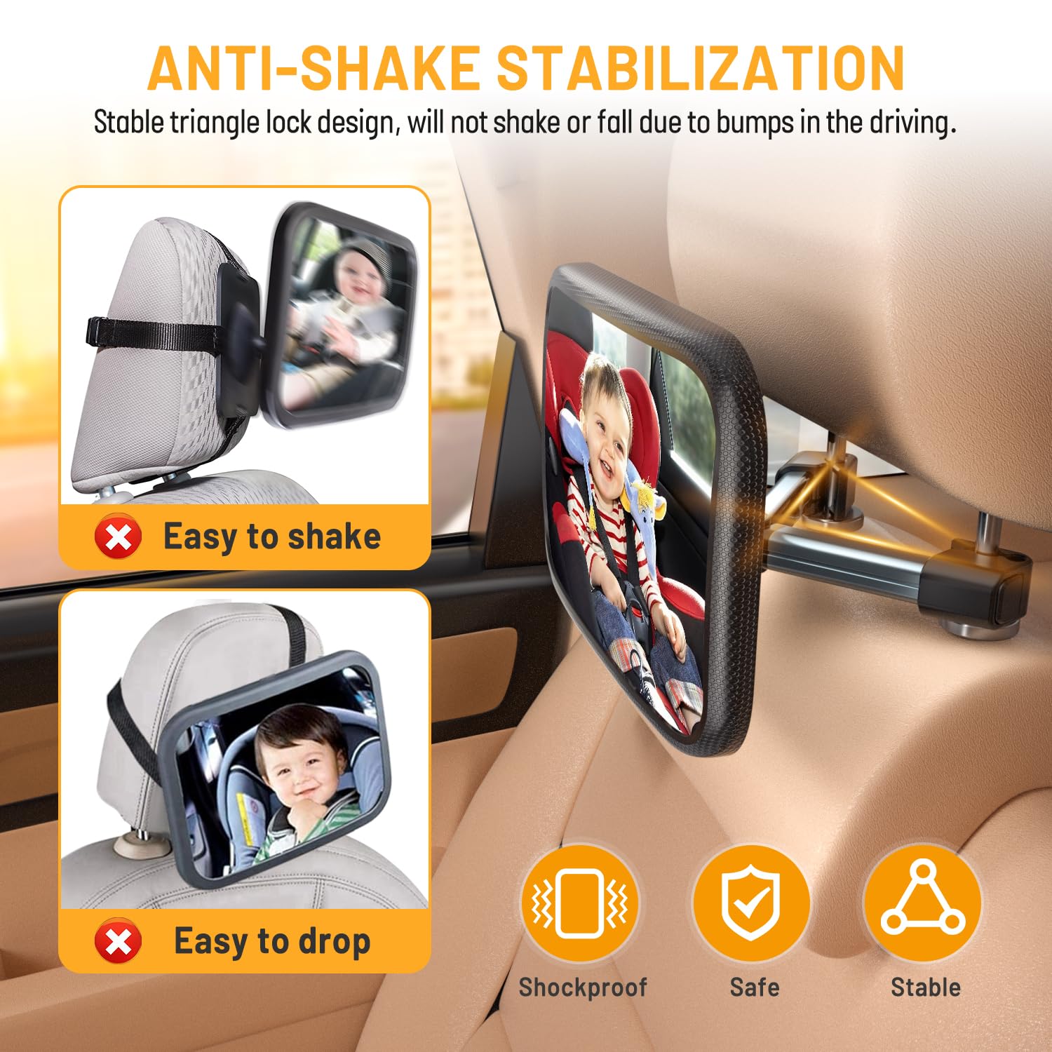 360° Specchietto Retrovisore Bambini 100% Infrangibile Specchio Auto Bambino Baby Specchietto Auto Neonato Specchio Retrovisore Bambino per Sedile Posteriore, Ampio e Chiaro, per I Neogenitori