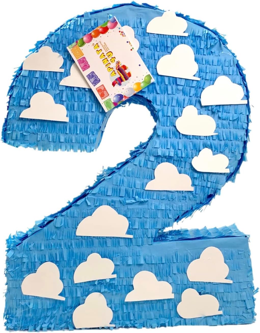 Number Two Pinata 20" Clouds Themed Second Birthday Party Blue & White Color