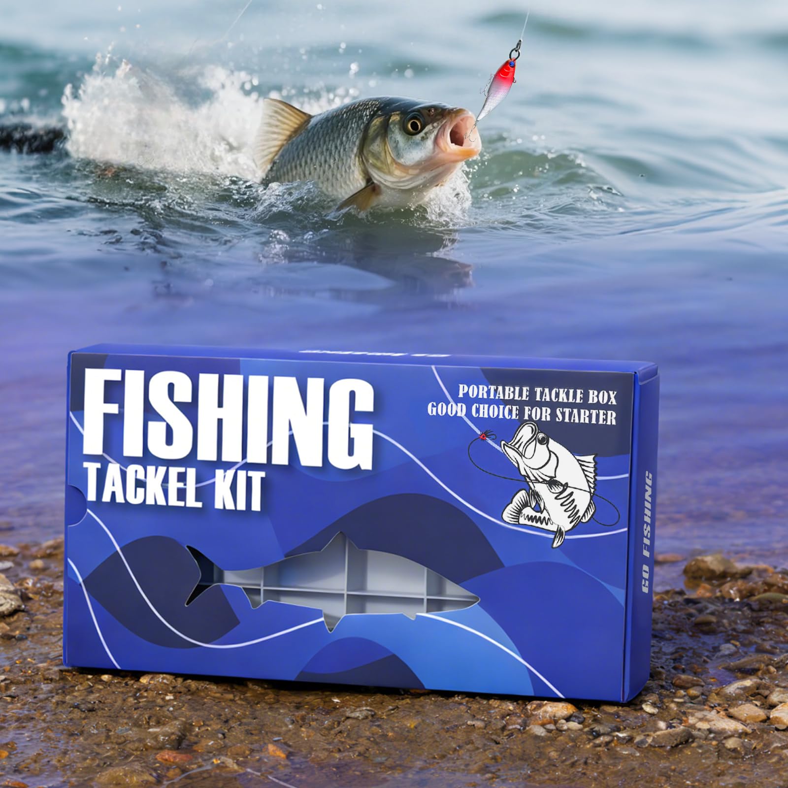 Juego de accesorios de pesca de 332 piezas, maletín con 2 estantes, con cebos, pesos de plomo, ganchos, pinzas para pesca, equipo de pesca en agua dulce y salada, regalo para pescador — view 3