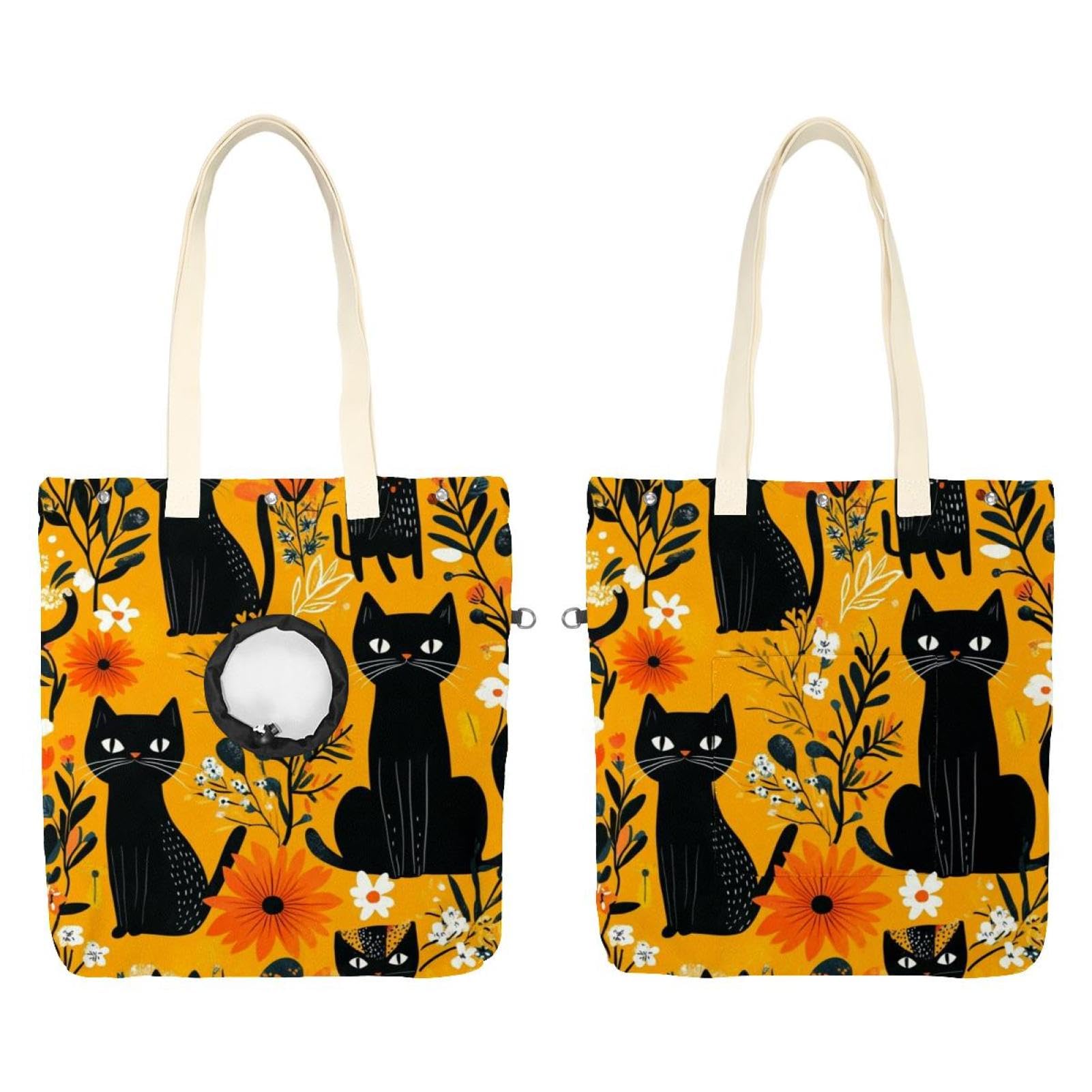 Sac de transport pour chien à bandoulière en toile avec motif chats mignons
