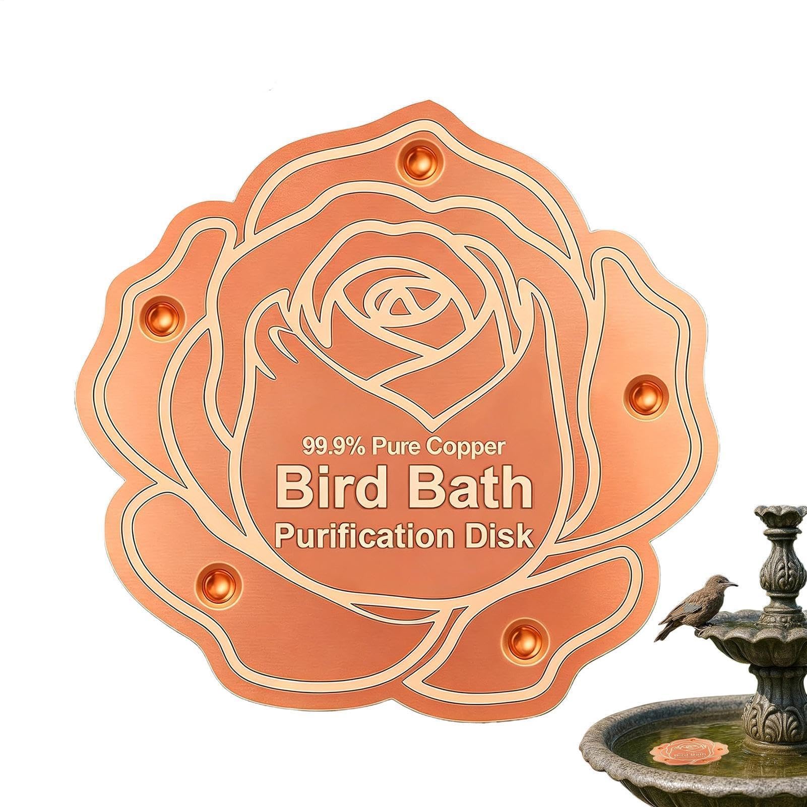 Zitreeqs Pure Copper Bird Bath Purification Disc - 10cm Solid Copper Disk To Keep Water Clear Naturally, Wildlife Safe Algae Prevention