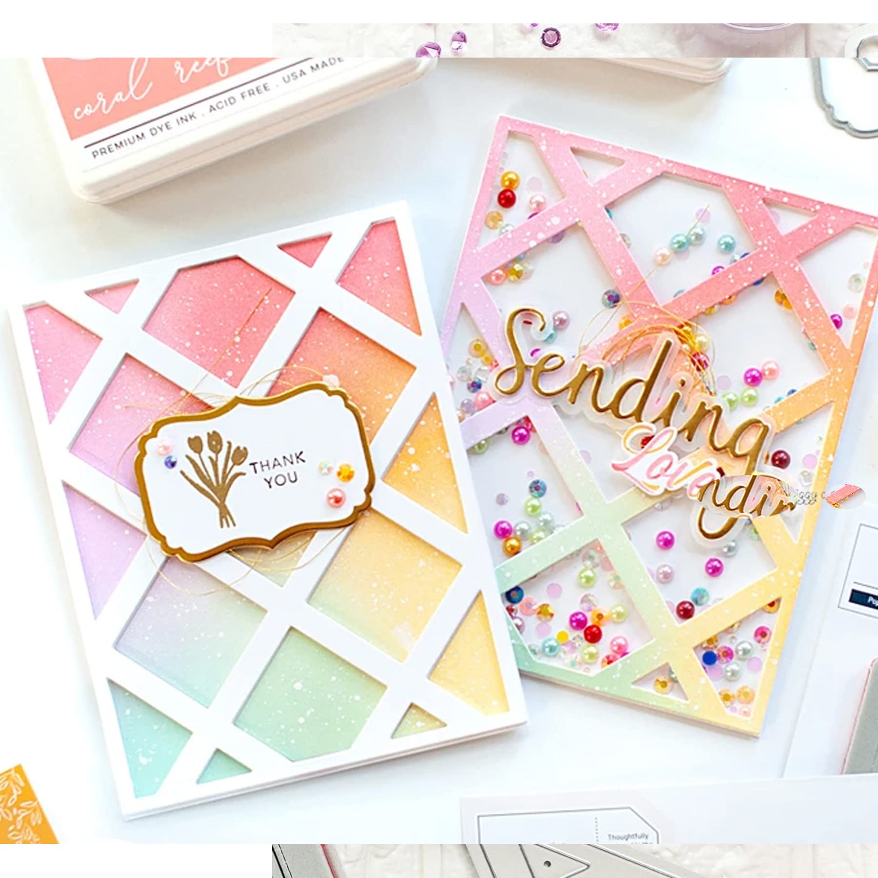 Matrices De Découpe Métal - Cadre Rectangle Festonné & Carré à Ressort - Pour Scrapbooking, Cartes, Gaufrage DIY