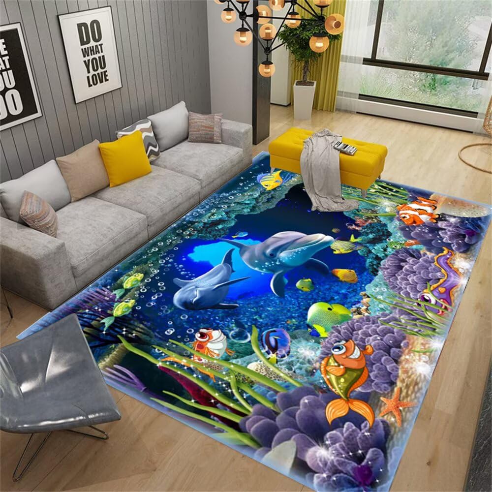 Tapis couloir chambre garçon bleu violet 200x200 cm rectangulaire salon